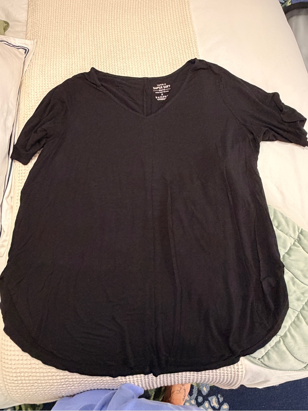 Black V-Neck Women’s Top/Tunic/Sleep Gown- Soft Lightweight Tee
